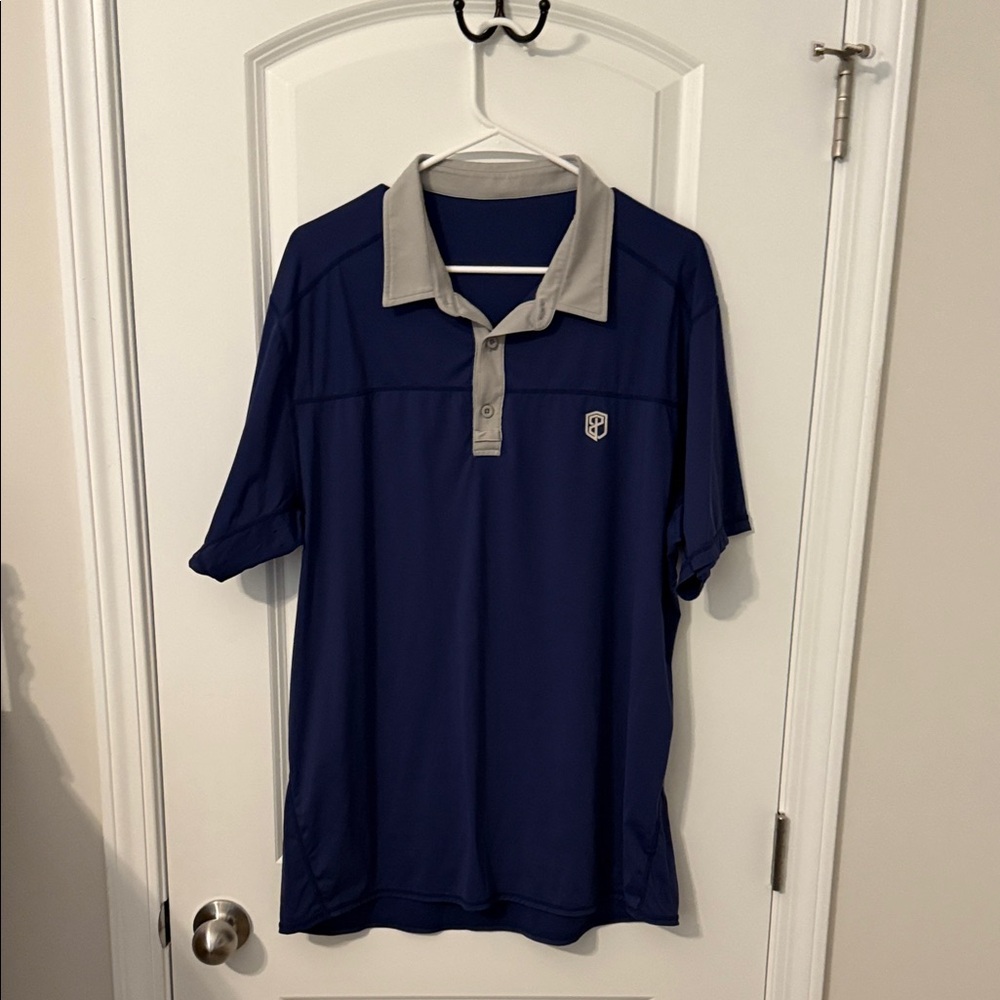 Born Primitive Blue Polo with Light Gray Collar